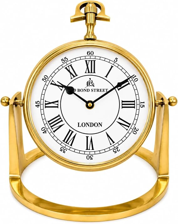 Nautical Replica Hub Antique Style Desk Clock, Table Clock for Living Room, Bedroom, Dining Room, Office, Home Decor, Gold
