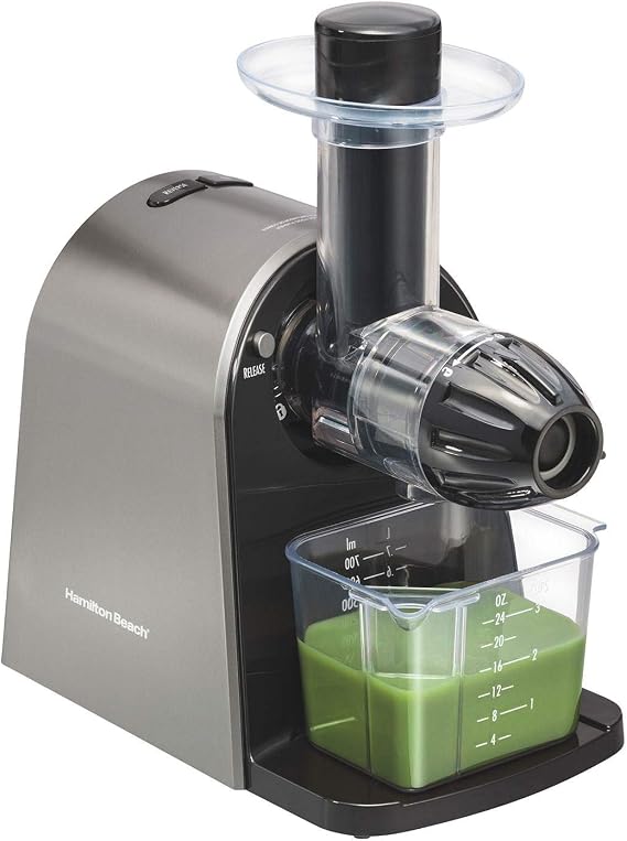 Hamilton Beach Cold Press Masticating Juicer Machine, Slow and Quiet Action, Juice Fruits & Vegetables, BPA Free, Easy Clean (67951), 150 Watts, Silver