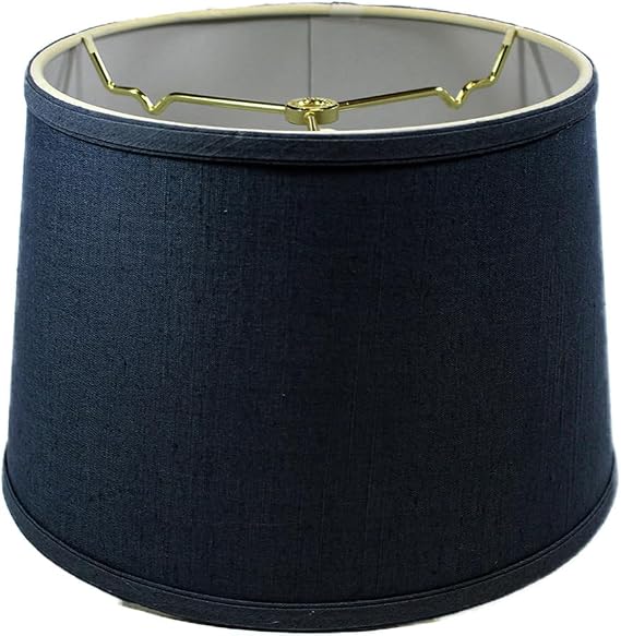10x12x8 Hardback Shallow Drum Lampshade Textured Blue Slate with Brass Spider fitter - Perfect for table and desk lamps - Medium, Blue