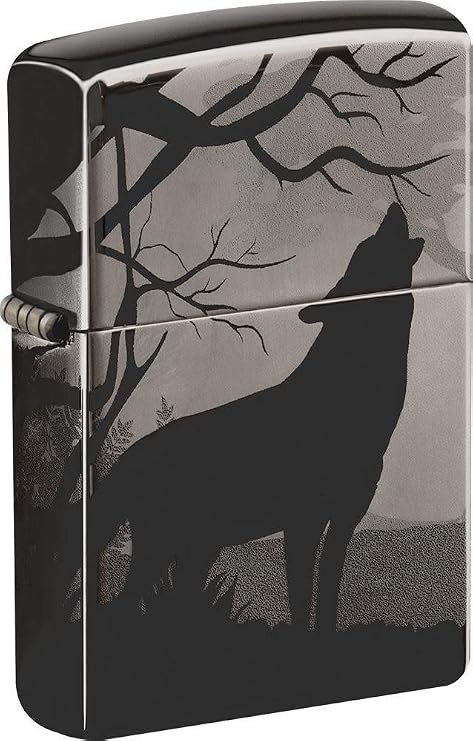 Zippo Howling Wolves 360 Design Black Ice Pocket Lighter