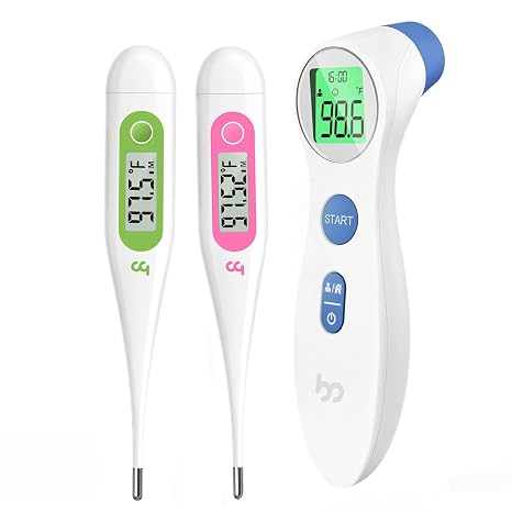 femometer Forehead, Oral & BBT Thermometer Set - 3 in 1 High Accuracy, Fast Reading, Waterproof, Reusable