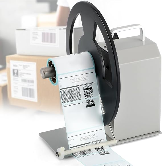 Automatic Label Rewinder, Speed-Adjustable Sticker Rewinder, Bidirectional Label Rewinding Machine, Synchronized with Printer, 1"/1.5"/3" Core Holder, Width 3.54"