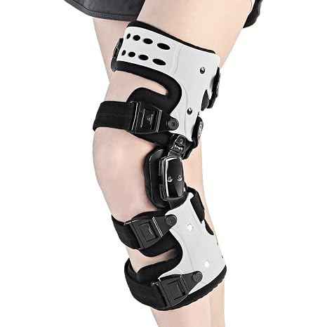OA Unloader Knee Brace - Arthritis Pain Relief, Osteoarthritis, Bone on Bone Knee Joint Pain, Cartilage Defect Repair, Avascular Necrosis Hinged, Medial or Lateral Degeneration (White Left)