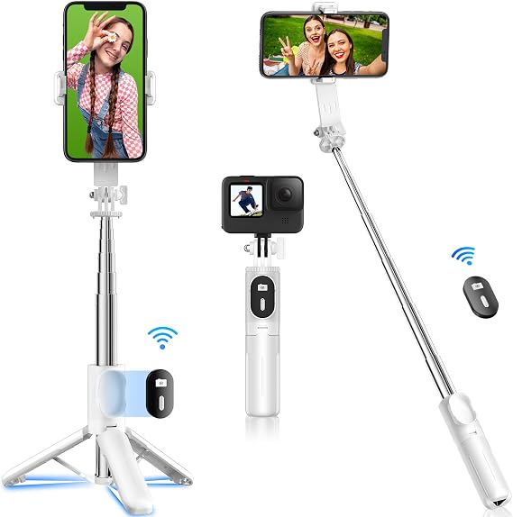 Selfie Stick Mini, Stable ModelSmartphone Stand Tripod for Smartphone and Digital Camera Use, jidori stick iPhone & Android Compatible, jidoribou Smartphone Tripod Compact with Remote Control | じどり棒 iphone&android対応 コンパクト リモコン付き セルカ棒 71cm＆7段階伸縮 selfie stick 360°+260°可調節 4-7インチ多機種対応 カメラ 一脚/ 三脚/セルフィー/動画鑑賞/生放送に最適ホワイト）