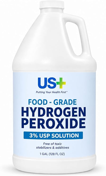 US+ Hydrogen Peroxide 3%, Food Grade, USP - Made in USA, 1 Gallon | Multi-Purpose Solution for Home, Garden, Laundry, Pool & DIY Projects