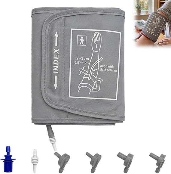Extra Large Blood Pressure Cuff 22-60cm, Replacement XL BP Cuff Compatible with Omron Blood Pressure Monitors, Universal Adjustable Large Cuff for Big Arms, Light Grey