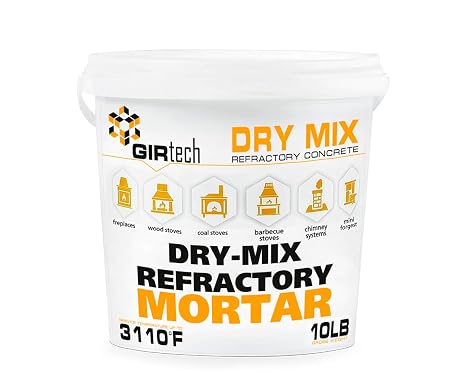 Refractory Cement Dry Mix Mortar 10 LB 3110 Degree F High Temp Heat Resistant Mortar for Repairing & Masonry, Fire Brick Lining Fire Pit, Fireplace, Kiln, Furnace, Forge