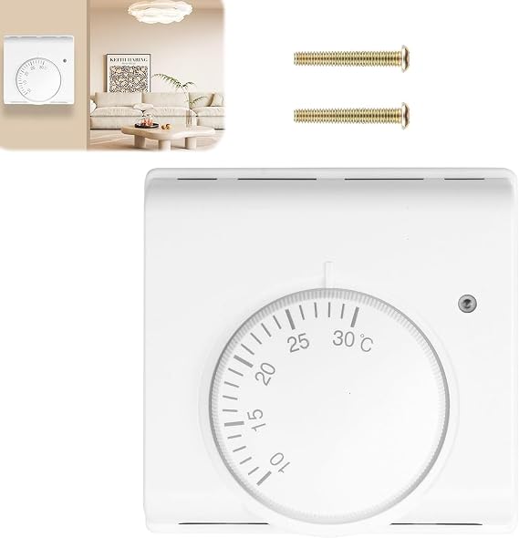 Electronic Mechanical Panel Thermostat for Central Heating Thermostats, Plastic Housing, Compact 76mm×38mm Cutout, UK 230V 50Hz