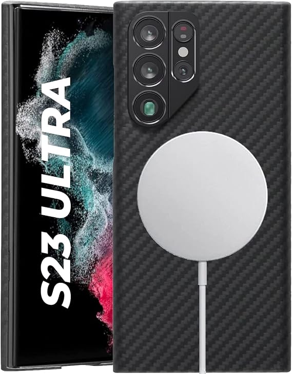 Thinborne Compatible with Samsung Galaxy S23 Ultra 5G Case - [Thin Aramid Fiber Cover], [Compatible with Magsafe], Minimalist Style with Carbon Fiber Textures
