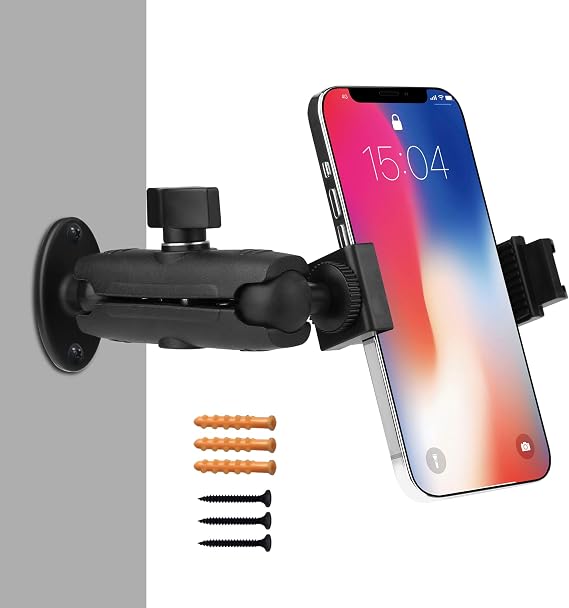 Phone Wall Mount Holder Stand Ball Head Long Arm Drill Base 360 Degree for 3.5 to 7 in Cellphone, iPhone 14 13, Samsung Galaxy/Nexus/HTC/LG Etc, for Home Truck Car GPS LED Camera