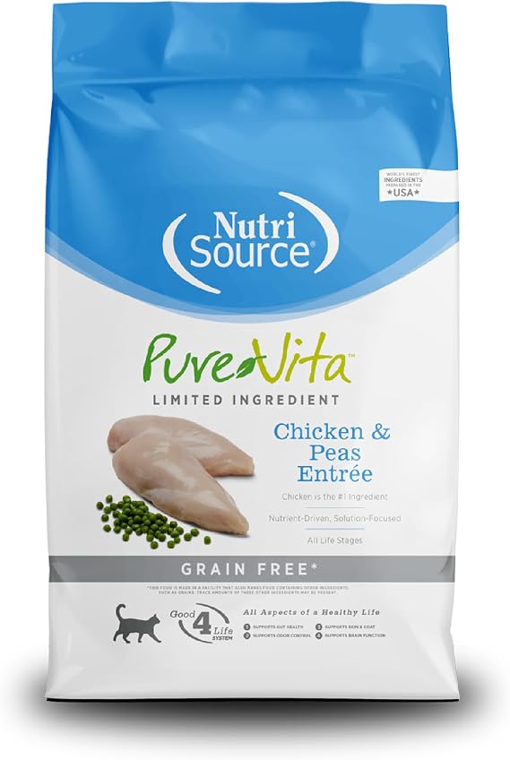 NutriSource Pure Vita Grain Free Cat Food, Chicken and Peas