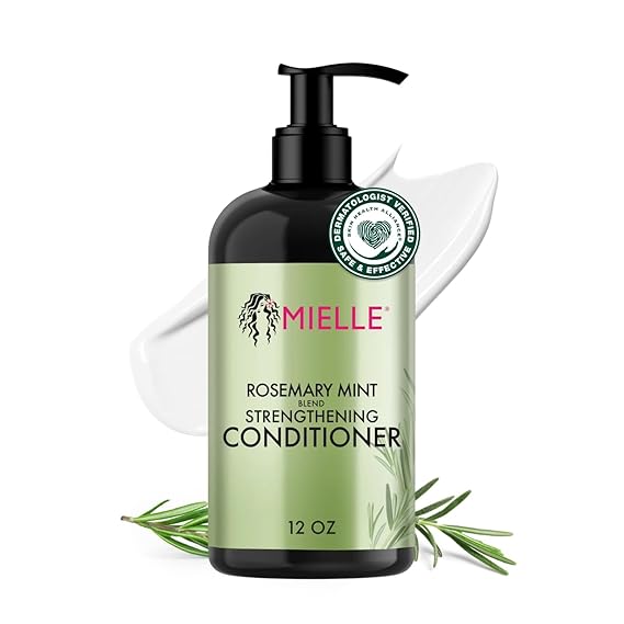 Mielle Organics Rosemary Mint Biotin Strengthening Conditioner, 12 oz | Detangling conditioner, with biotin & pure rosemary extract, hydration boost, manageability support, dry damaged hair care