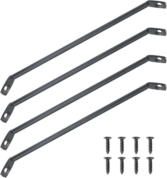 4PCS Black Reinforced Legs Bracket Mounting Iron Plate Support Brace to Triangle Table Leg Adapter Connector for Wooden Computer Desk Coffee Dining Tables Bed Furniture with Screws
