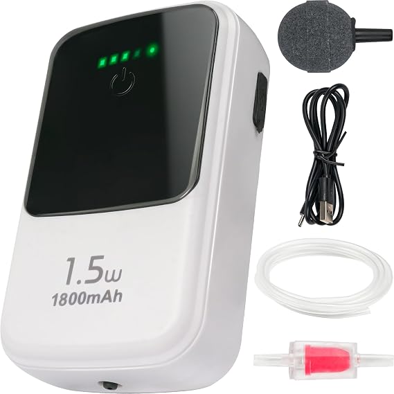 Ghosthorn Silent Dual Operating Mode Rechargeable Aerator for Fish, Large Capacity Aquarium Air Pump with Universal Clip for Most Bait Buckets