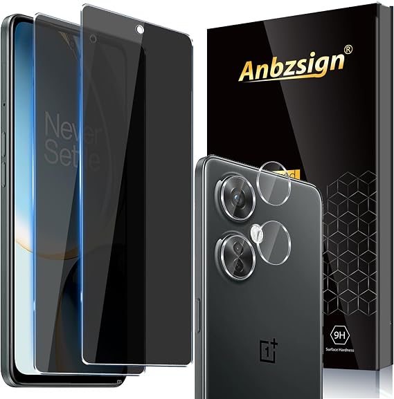 For OnePlus Nord N30 5G / Nord CE 3 Lite (2023) With [2 Pack] Camera Lens Protector and [2 Pack] Privacy Screen Protector, Anti-Spy 9H Hardness Tempered Glass.
