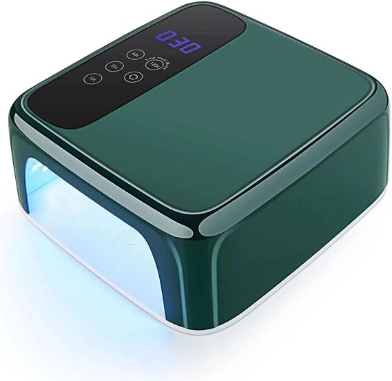 LB UV LED Nail Lamp, 72W Professional Cordless Rechargeable LED Nail Dryer with 4 Timer Setting Sensor and LCD Display Portable Home and Salon Gel Nail Art Tools (Green)