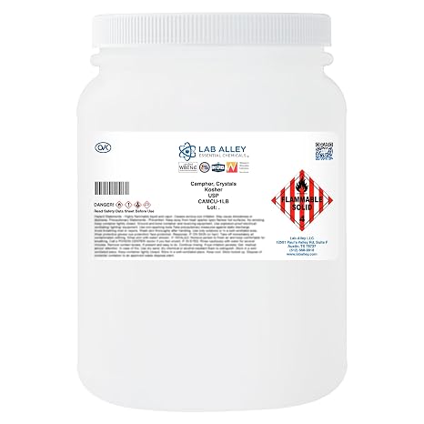 Lab Alley Camphor, Crystals, USP Grade, Kosher Certified - 1lb