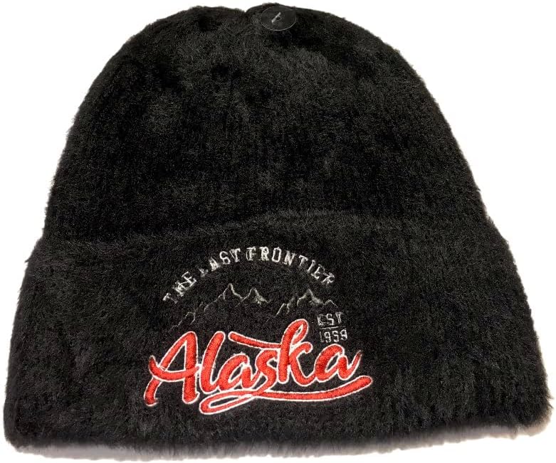 Robin Ruth Alaska Beanie Hat Quality Embroidered Patch Black Chenille