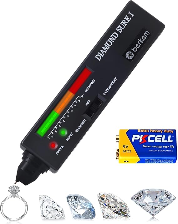 Valkynos Professional Diamond Tester Pen with 365nm UV Light & Thermal Sensor Fast 0.5s Detection, Portable Gem Checker for Novice & Experts Battery Included
