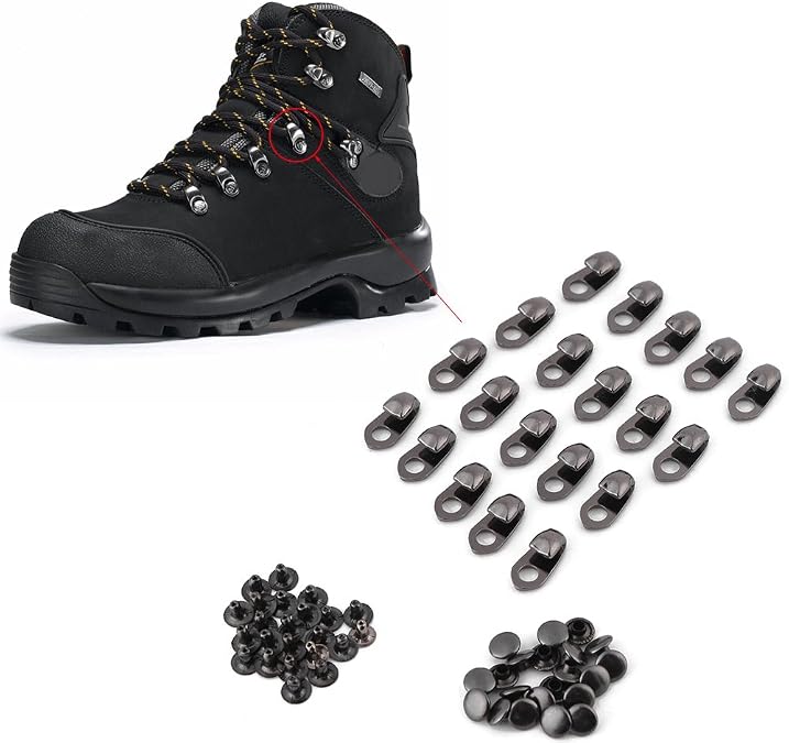 Boot Hook Eyelets - Speed Hooks with Rivets for Repair/Camp/Hike/Climb Accessories Pack of 20