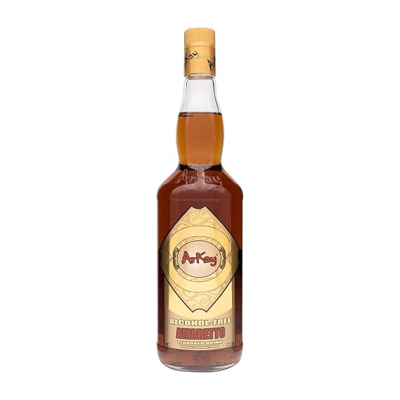 ArKay - Non-Alcoholic Amaretto - Premium Alcohol-Free Drink - 33.3 Fl Oz (1L) | Zero Calories, Sugar, Fat & Carbs - 100% Natural, Halal - Perfect for Mocktails
