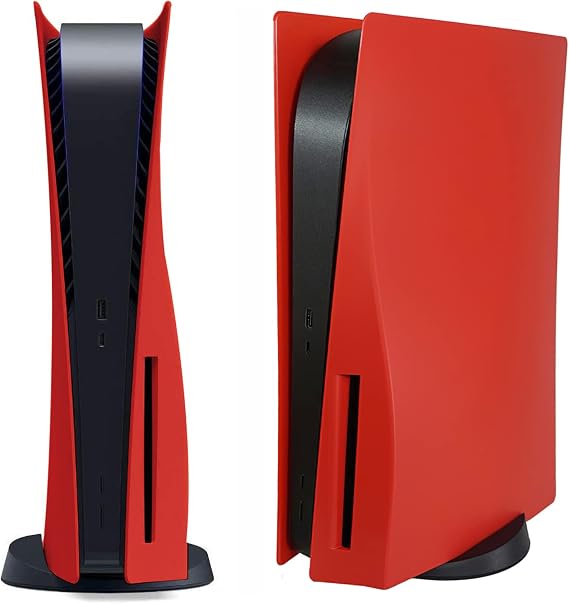 Disc Edition Faceplate Cover Skin Shell Panel for PS5 Console, PlayStation 5 Protective Shell Replacement Faceplate Accessories Red