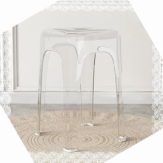 Home Stackable Stools Transparent Stool Stackable Tall Stools 18" Acrylic Cafe Bar Stool Seat Replacement for Family Gatherings, Living Room, Kitchen(Transparent)