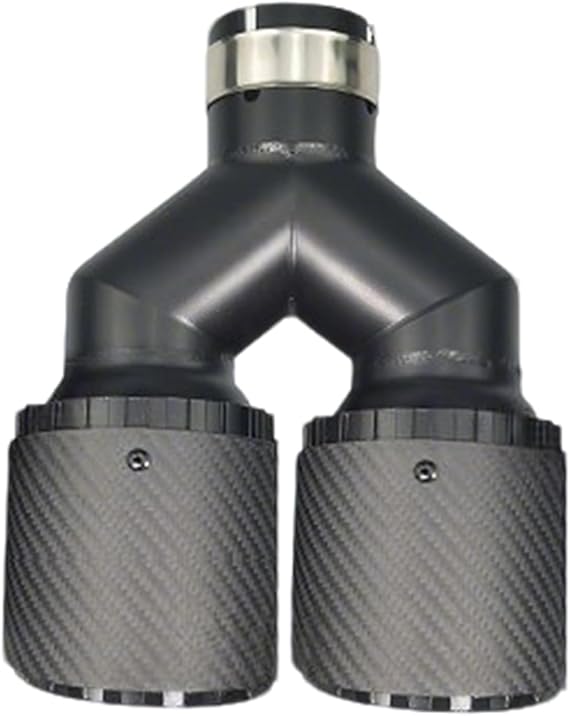 Exhaust Tip 2.25" Car Exhaust Twin Tip Inlet 2.25"/57mm to Outlet 3.5"/89mm Stainless Steel Carbon Fibre Dual Rear Muffler Tail End Pipe Universal Fit for Tail Pipe Bolt On (Matte Black)