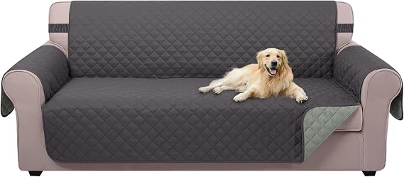 UNICE HOME Reversible Sofa Cover, Water Resistant Sofa Slipcover Furniture Protector for 3 Cushion Couch (Sofa, GrayLight Gray)