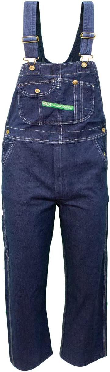 Key Apparel Men's Garment Washed Zip Fly High Back Bib Overall
