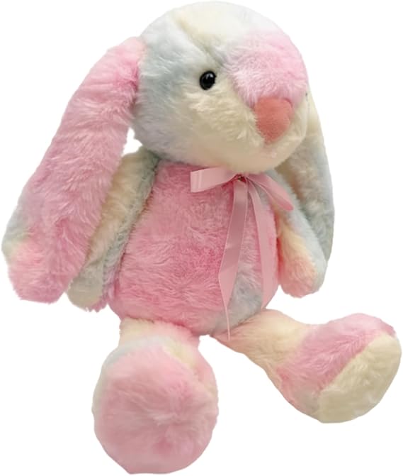 Bunny Teddy, Rainbow Rabbit Plush Companion,Pink Bunny Teddy Bear for Emotional Support and Decorative Use, Soft and Cuddly Stuffed Animal