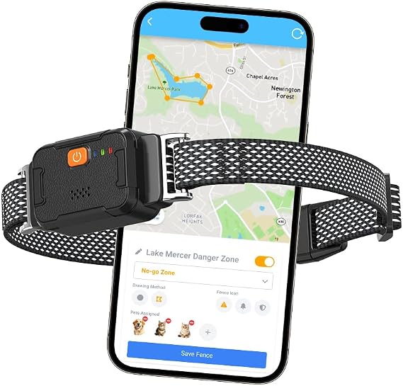 GPS Dog Collar Fence System: 7x24 Real-Time GPS Tracking, Health Monitoring, Virtual Fence, IPx7 Waterproof Design for Dogs and Multi-Pets Virtual Fence & Escape Alerts, 5-Day Battery Life