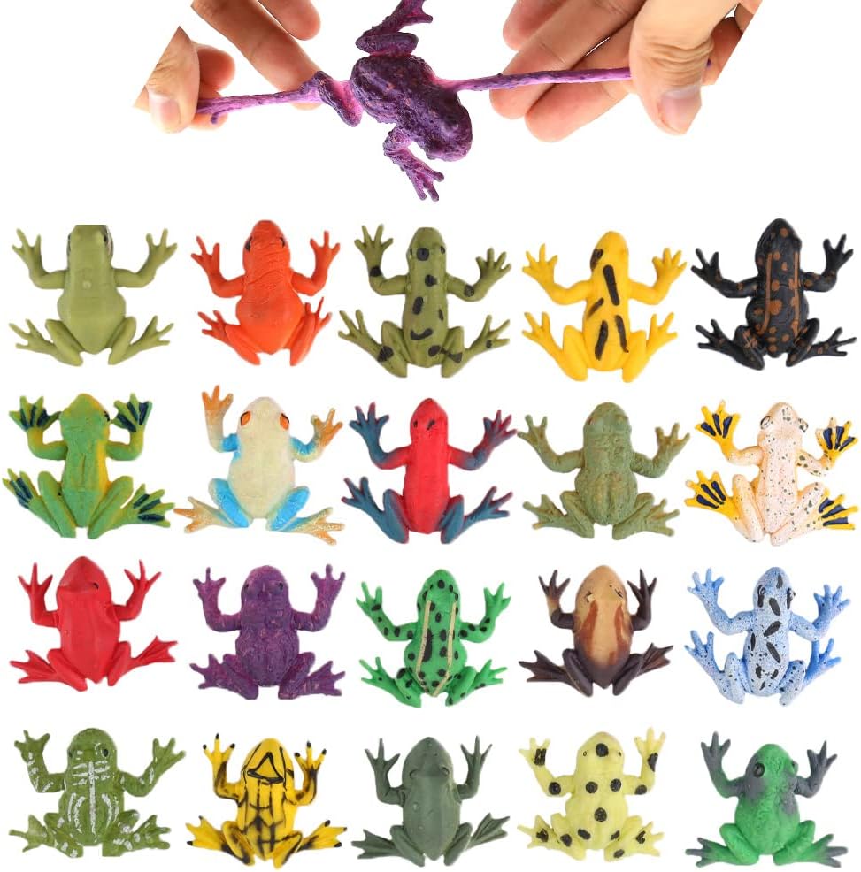 12 Pack Mini Rubber Frog sets,TPR Super Stretches Frog Toys,Food Grade Material Squishy Toys, Realistic Frog Figure For Boy Kids Bathtub