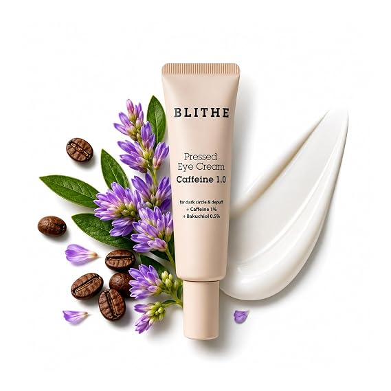 BLITHE Caffeine Eye Cream for Morning Puffiness & Dark Circles, Plant-Based Retinol, Bakuchiol, Korean Eye Cream for Undereye Bags and Puffiness Removal, 0.67 Fl Oz