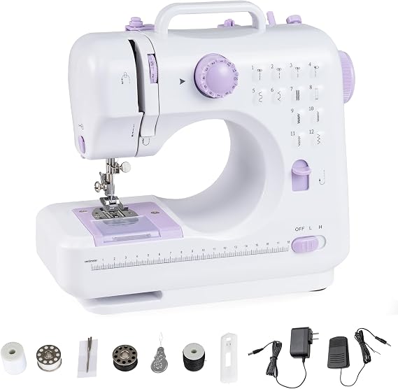 COSTWAY Portable Sewing Machine for Beginner with LED Light & Accessory Kit