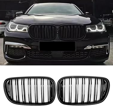 TMAPCCTUNING Carbon Fiber Front Bumper Grille Grill Double Line Compatible with BMW 7 series G11 G12 730I 740I 750I M760Li xDrive 2016-2019 Black