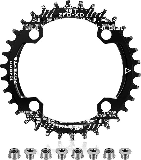 Chainring 104 BCD 32T 34T 36T 38T Narrow Wide Single Chain Ring with 4 Pieces Sprocket Screws for Road Bikes BMX MTB Bicycle