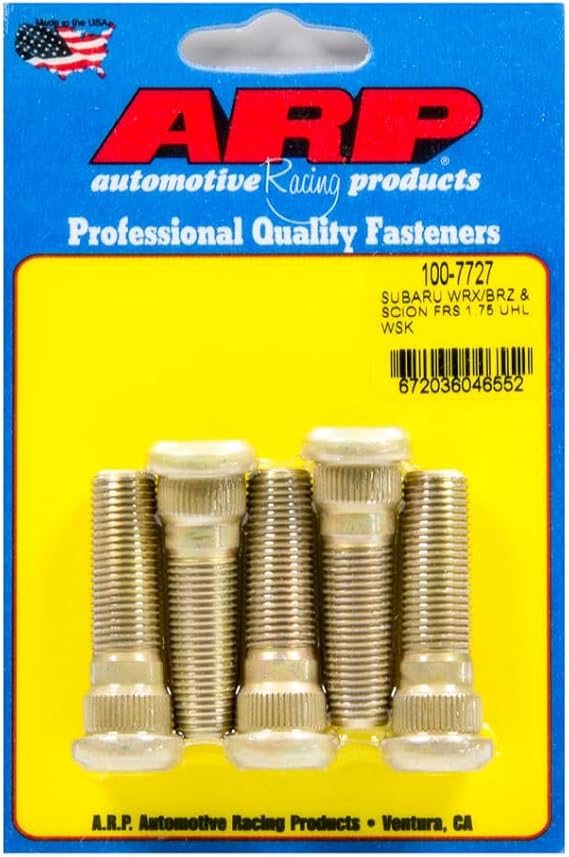 ARP Wheel Stud, 12 mm x 1.25 Thread, 1.750 in Long, 0.585 in Knurl, Chromoly, Cadmium, Subaru WRX/BRZ/Scion FR-S, Set of 5