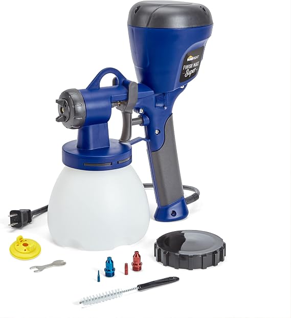 HomeRight Super Finish Max HVLP Paint and Stain Sprayer, 3 Brass Tips | Three brass tips and three spray patterns handle stains, sealers and latex paint on furniture, cabinets and trim.