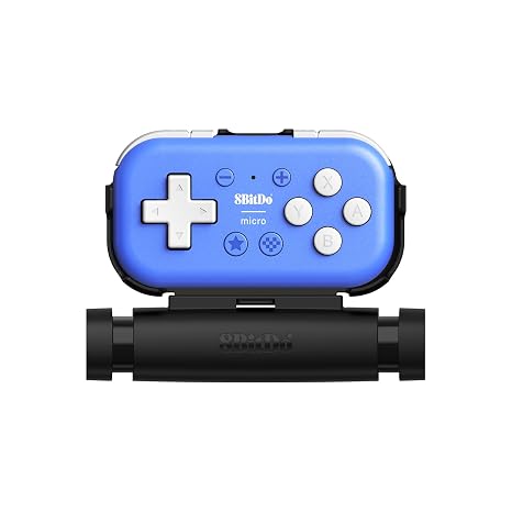 8Bitdo Micro Bluetooth Gamepad Mini Controller with Mobile Clip - Blue | Pocket-sized, Supports Keyboard Mode, for Switch, Android
