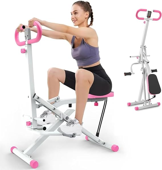 Foldable Squat Machine for Women,Squat Ride / Rowing Machines with LCD Display & Adjustable Seat, Glutes & Abs Squat Machine for Home Gym,Space-Saving Design