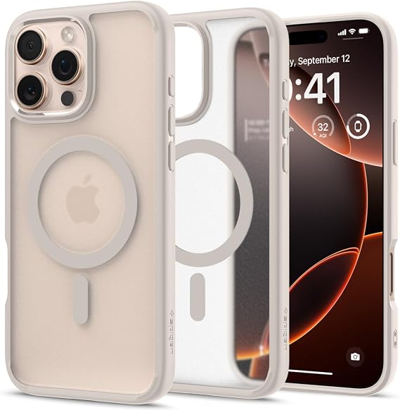 Spigen iPhone 16 Pro Max ile Uyumlu MagSafe Kılıf Ultra Hybrid Mag Fit Frost Sararmaya Dayanıklı Mat Bej Şeffaf Kapak - ACS08382 (Spigen TR Garantili)