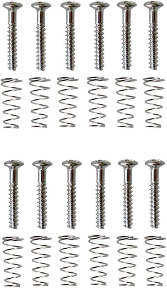 12 Sets Single Coil Pickups Mounting Screw and Adjusting Spring Kit 20x3mm Mount Springs Screws for Fender Stratocaster Pickups Tele ST Strat Pickup Bass Guitar Neck/Middle/Bridge Humbucker