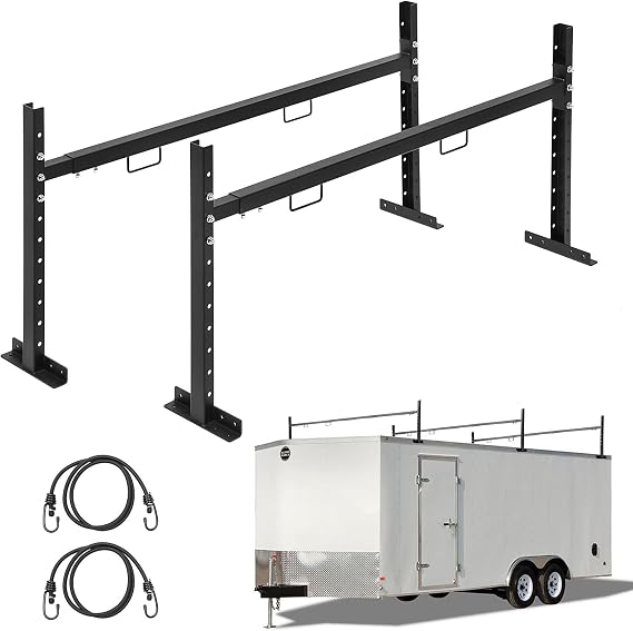 Colinktool Adjustable Stair Brackets, Towing Ladder Hangers for Enclosed Trailers from 4 to 9 Feet - 2 Pack, Black