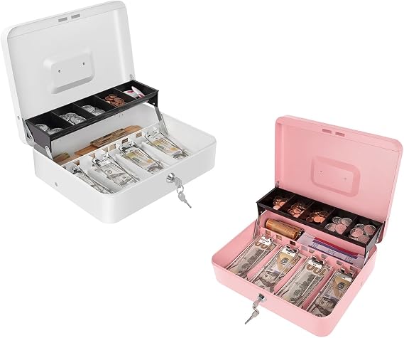 Cash Box with Money Tray and Key Lock 11.8"x9.45"x3.54"