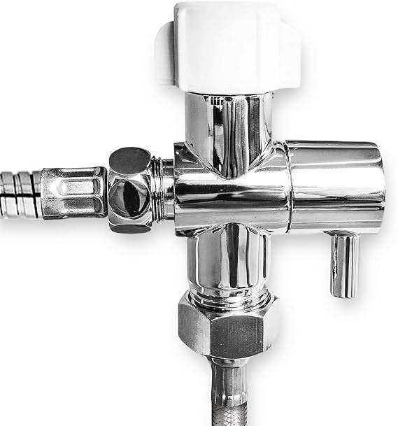 GenieBidet Hybrid LEAK-STOP Brass 3-Way T-Adapter for Bidet with ON/OFF. Hand-Nut resists cross-threading. 3/4 X 3/4 X 1/2 ID/OD threads. Fits all Fill Valves. Already Included with our seat bidets.