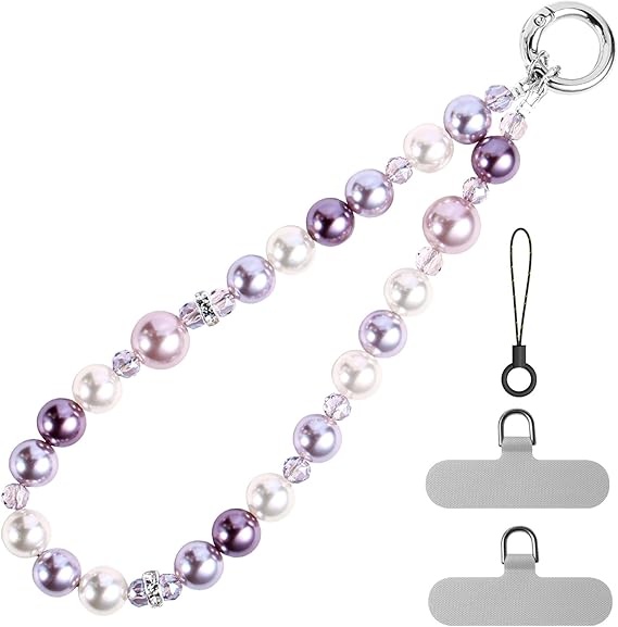 pcgaga Designed Pearl Beaded Phone Charm Wrist Strap, Handmade Anti-Theft Bracelet Straps, Detachable Wrist Chain Lanyard for Mobile Phone Accessories, Keychain, Women's Gifts