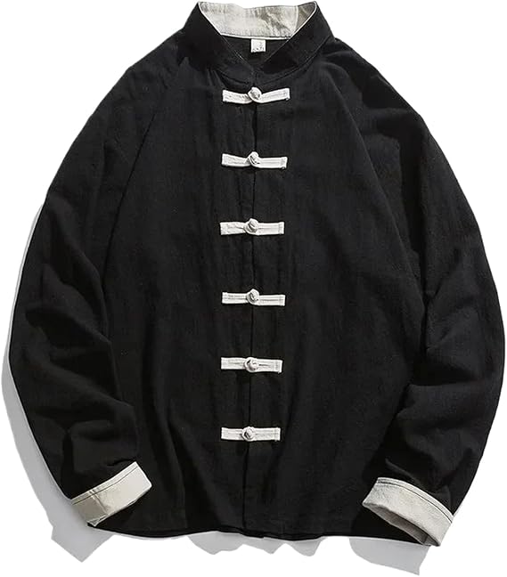 Kimono Jacket Men Traditional Chinese Clothing Linen Hanfu Top Long Sleeve Tang Suit Kung Fu Shirt