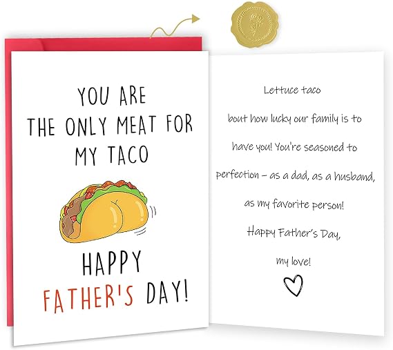 Missonemi Funny Taco Fathers Day Card Gifts for Dad, Humor Father's Day Card Gifts for Husband from Wife, You Are The Only Meat for My Taco