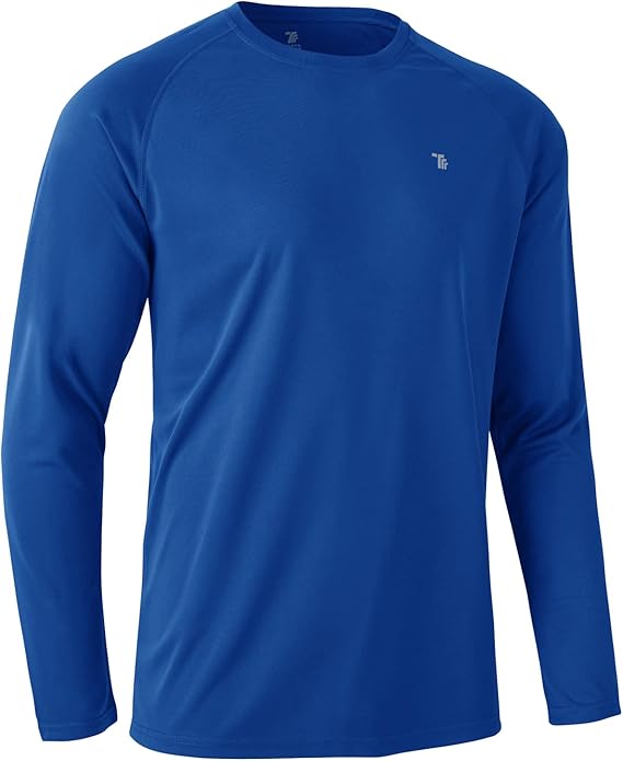 Rdruko Mens Quick Dry UV Long Sleeve T-Shirts | Breathable Rash Guard Tops Gym Workout Outdoor Sport UPF 50+ Sun Protection Running Hiking Fishing Swimming T Shirt